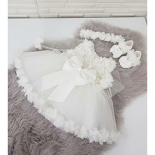 Almira Tasarım Beyaz Çiçekli Elbise Seti