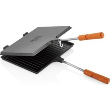 Özaslanlılar Ocak Üstü Içi Teflon Tost Makinesi Alüminyum Döküm Tost Makinası 23x17cm