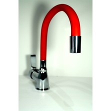 Elmina Armatür Oynar Kırmızı Borulu Mutfak Musluğu Bataryası Çeşmesi