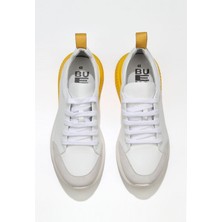 Bueno Shoes Beyaz Sarı Deri Erkek Spor Ayakkabı