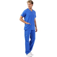 Wio Uniform Koton Serisi Erkek Saks Mavi Basic Doktor, Hemşire Forma Takım