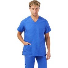 Wio Uniform Koton Serisi Erkek Saks Mavi Basic Doktor, Hemşire Forma Takım