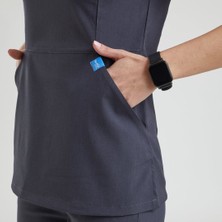 Wio Uniform Likralı Dinamik Freesıa Doktor, Hemşire Forma Takım - Kadın, Koyu Gri