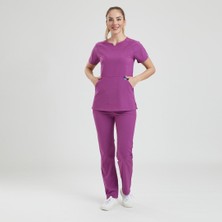 Wio Uniform Likralı Dinamik Freesıa Doktor, Hemşire Forma Takım - Kadın, Pembe