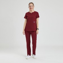 Wio Uniform Likralı Dinamik Freesıa Doktor, Hemşire Forma Takım - Kadın, Bordo