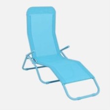 Shopmekan Katlanabilir Açık Mavi Şezlong 136 x 61 x 102 cm