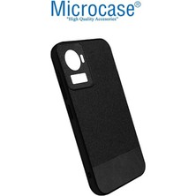 Microcase Oneplus 10R Fabrik Kumaş ve Deri Desen Kılıf -Siyah