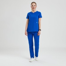 Wio Uniform Likralı Dinamik Freesıa Doktor, Hemşire Forma Takım - Kadın, Royal Mavi