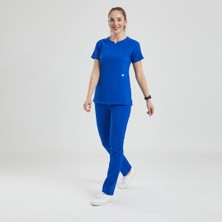 Wio Uniform Likralı Dinamik Freesıa Doktor, Hemşire Forma Takım - Kadın, Royal Mavi