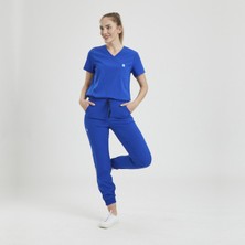 Wio Uniform Lıkralı Dinamik Jogger Doktor, Hemşire Forma Takım - Kadın, Royal Mavi