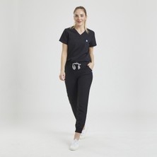 Wio Uniform Lıkralı Dinamik Jogger Doktor, Hemşire Forma Takım - Kadın, Siyah