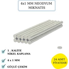 Hobiflex Neodyum Mıknatıs Nikel Kaplama 4 mm x 1 mm  24 Adet Fiyatıdır