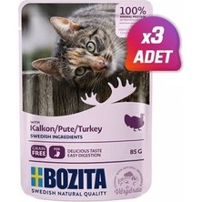 Bozita 3 Adet - Bozita Pouch Hindi Etli Tahılsız Yetişkin Kedi Konservesi 85 gr