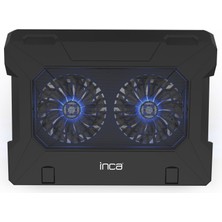 Inca INC-321 RX Ergonomik Çift Fan+ Stand+ With Rubber Sessiz Siyah  Notebook Soğutucu