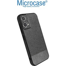 Microcase Realme 9 Pro Fabrik Kumaş ve Deri Desen Kılıf -Siyah