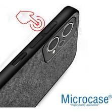 Microcase Realme 9 Pro Fabrik Kumaş ve Deri Desen Kılıf -Siyah