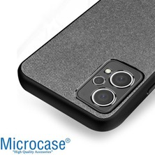 Microcase Realme 9 Pro Fabrik Kumaş ve Deri Desen Kılıf -Siyah