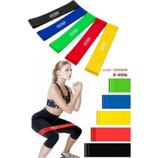 Tosima 5 Li Aerobik Bandı Pilates Squat Çalışma Lastiği Pilates Lastiği 5 Farklı Direnç Seviyesi Set