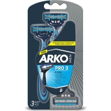 Arko Men Black Köpük 200ml ve Arko Men T3 Tıraş Bıçağı 3'lü ve Black Tıraş kolonyası 200ml