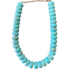 Kırmızı Sanat Evi Turkuaz Yuvarlak Taşlı Doğal Taş Kolye