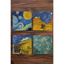 Begoloni Doğal Taş Bardak Altlığı 4'lü Set - Vincent Van Gogh Eserleri