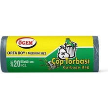 Ögem Orta Boy Çöp Poşeti 55x60 cm 20 li Rulo x 5 Paket = 100 Adet Mavi