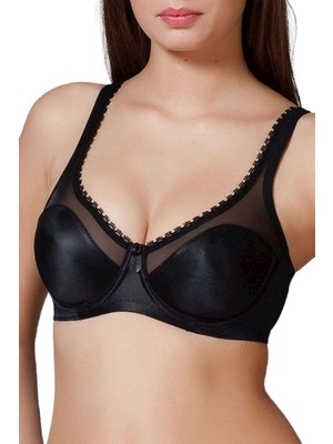 Yeni Inci Balenli Toparlayıcı Küçültücü Yakası Dantel Detaylı Basic Sütyen 1640 | Siyah