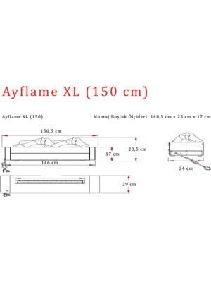 Ayflame 3 Boyutlu Elektrikli Şömine 3D 150 cm Ses Efektli