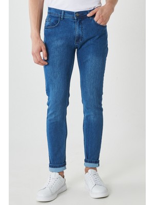 Altınyıldız Classics Erkek Buz Mavı Magic Slim Fit Dar Kesim Esnek Denim Jean Kot Pantolon