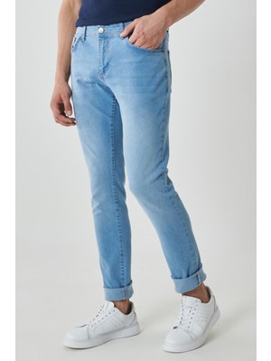 Altınyıldız Classics Erkek Buz Mavı Magic Slim Fit Dar Kesim Esnek Denim Jean Kot Pantolon