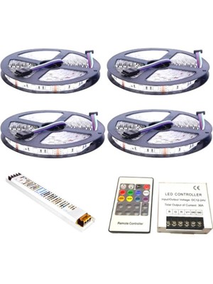 Asled 20 Metre Iç Rgb Şerit LED Ultra Slim Trafo Ve Kumanda 3 Çip 5050 Double Pcb 20 mt Iç Set