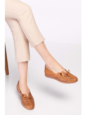 Gondol Hakiki Deri Ortopedik Taban Günlük Ayakkabı   ESFA.2605 - Taba - 39