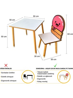 Odun Concept Çocuk Aktivite Masa ve Sandalye Takımı - Mdf- Top Dondurma - Yaz Sil Özellikli
