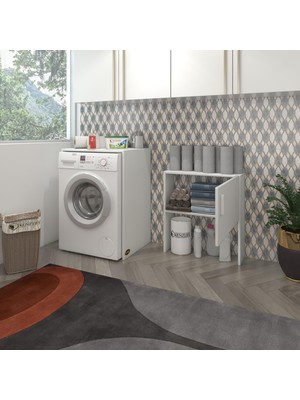 Kenz Life  Çamaşır Makinesi Dolabı Bohemya Byz 160*066*50-20 Banyo Kapaklı Arkalıksız