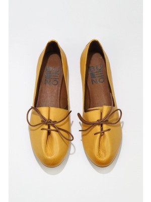 Bueno Shoes Sarı Deri Kadın Düz Babet