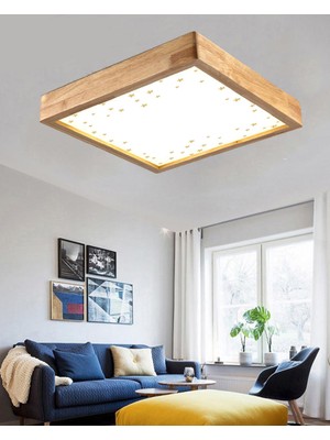 Wood Design World Ahşap Çerçeve Tavan LED Aydınlatma Avize