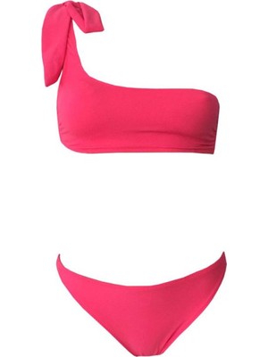 Camille Tek Omuz Bağlamalı Bikini Neon Pembe