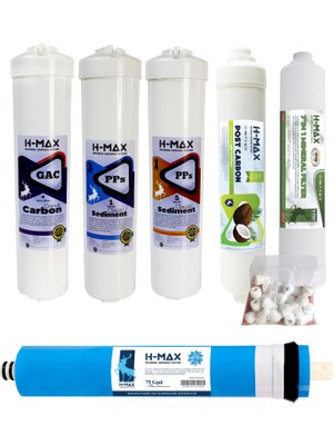H-MAX Reverse Osmosis System 75 Gpd Membranlı Kapalı Kasa Su Arıtma Cihazı 6'lı Filtre Seti - 0057
