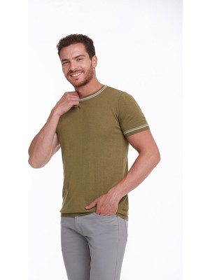 Hatemoğlu Erkek Yeşil Slim Fit Basic Bisiklet Yaka Triko Tişört