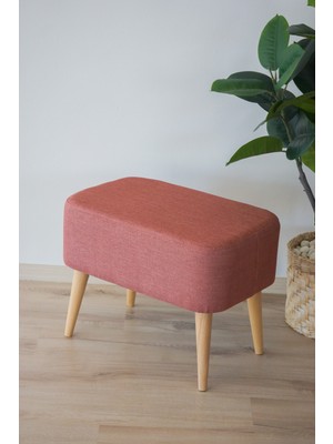 Semya Home Ahşap Ayaklı Keten Retro Puf & Bench