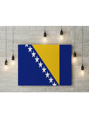 Satürn Design Bosna Hersek Bayrağı Kanvas Tablo 40 x 55 cm Dekoratif Tablo