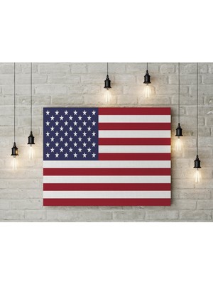 Saturndesign Amerika Bayrağı Kanvas Tablo 40 x 55 cm Abd Bayrağı Dekoratif Tablo