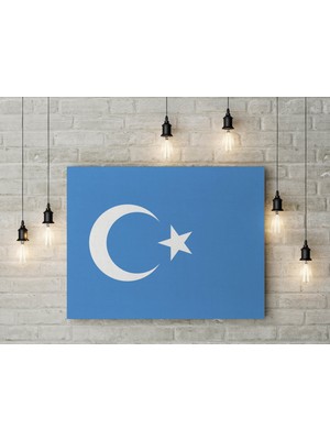 Satürn Design Doğu Türkistan Bayrağı Kanvas Tablo 40 x 55 cm Dekoratif Tablo