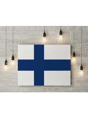 Satürn Design Finlandiya Bayrağı Kanvas Tablo 40 x 55 cm Dekoratif Tablo