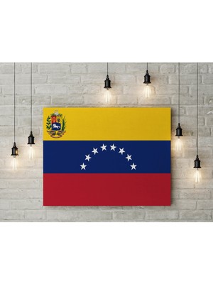 Satürn Design Venezuella Bayrağı Kanvas Tablo 40 x 55 cm Dekoratif Tablo
