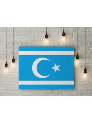 Satürn Design Kerkük Türkmeneli Bayrağı Kanvas Tablo 40 x 55 cm Irak Türkmenleri Bayrağı Dekoratif Tablo