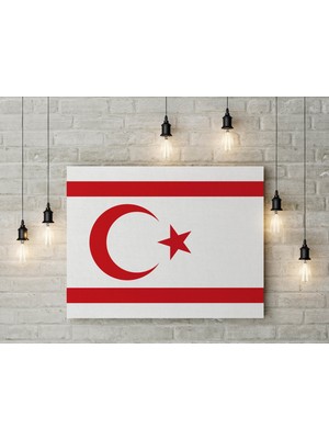 Saturndesign Kktc Bayrağı Kanvas Tablo 40 x 55 cm Kuzey Kıbrıs Türk Bayrağı Dekoratif Tablo