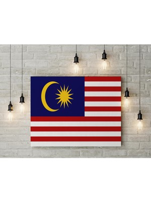 Satürn Design Malezya Bayrağı Kanvas Tablo 40 x 55 cm Dekoratif Tablo