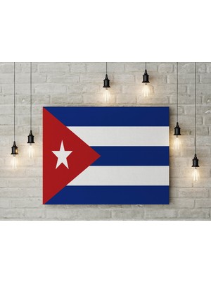 Satürn Design Küba Bayrağı Kanvas Tablo 40 x 55 cm Dekoratif Tablo