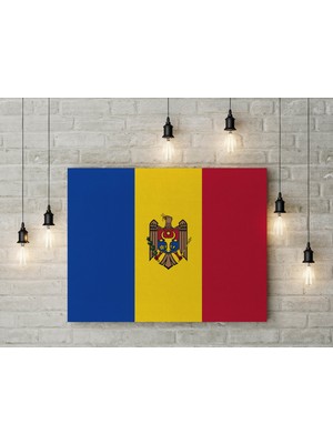 Saturndesign Moldova Bayrağı Kanvas Tablo 40 x 55 cm Dekoratif Tablo